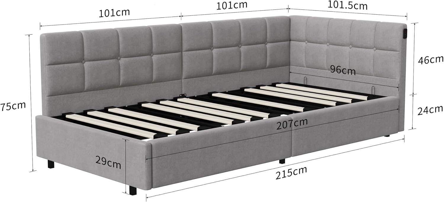 Canapé-Lit Convertible LKPOMI 2 Places — Velours Beige, Lit 180x200 cm