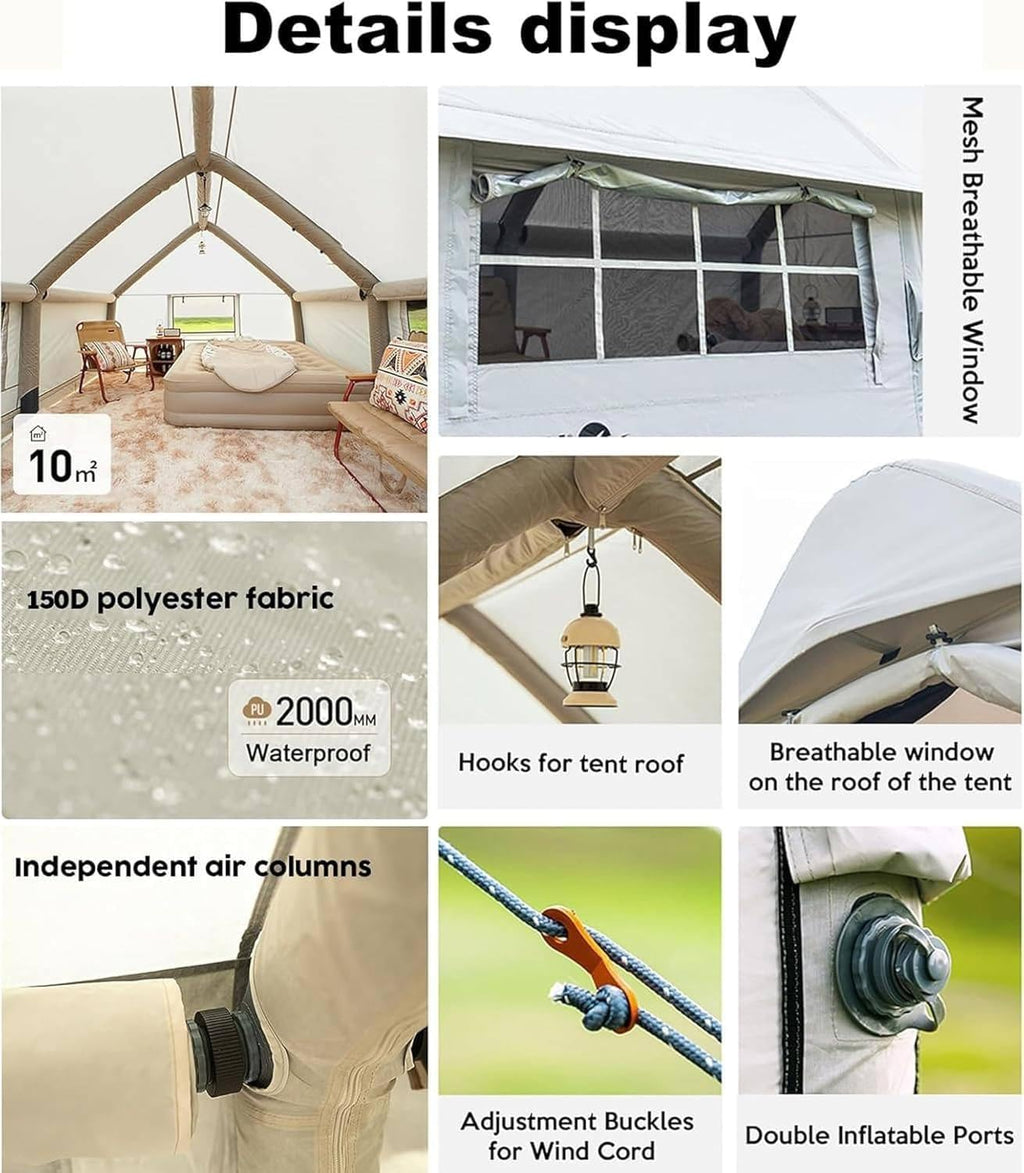 Opblaasbare tent, snelle installatie met pomp, ruim voor familiecamping, buitenschuur voor alle seizoenen