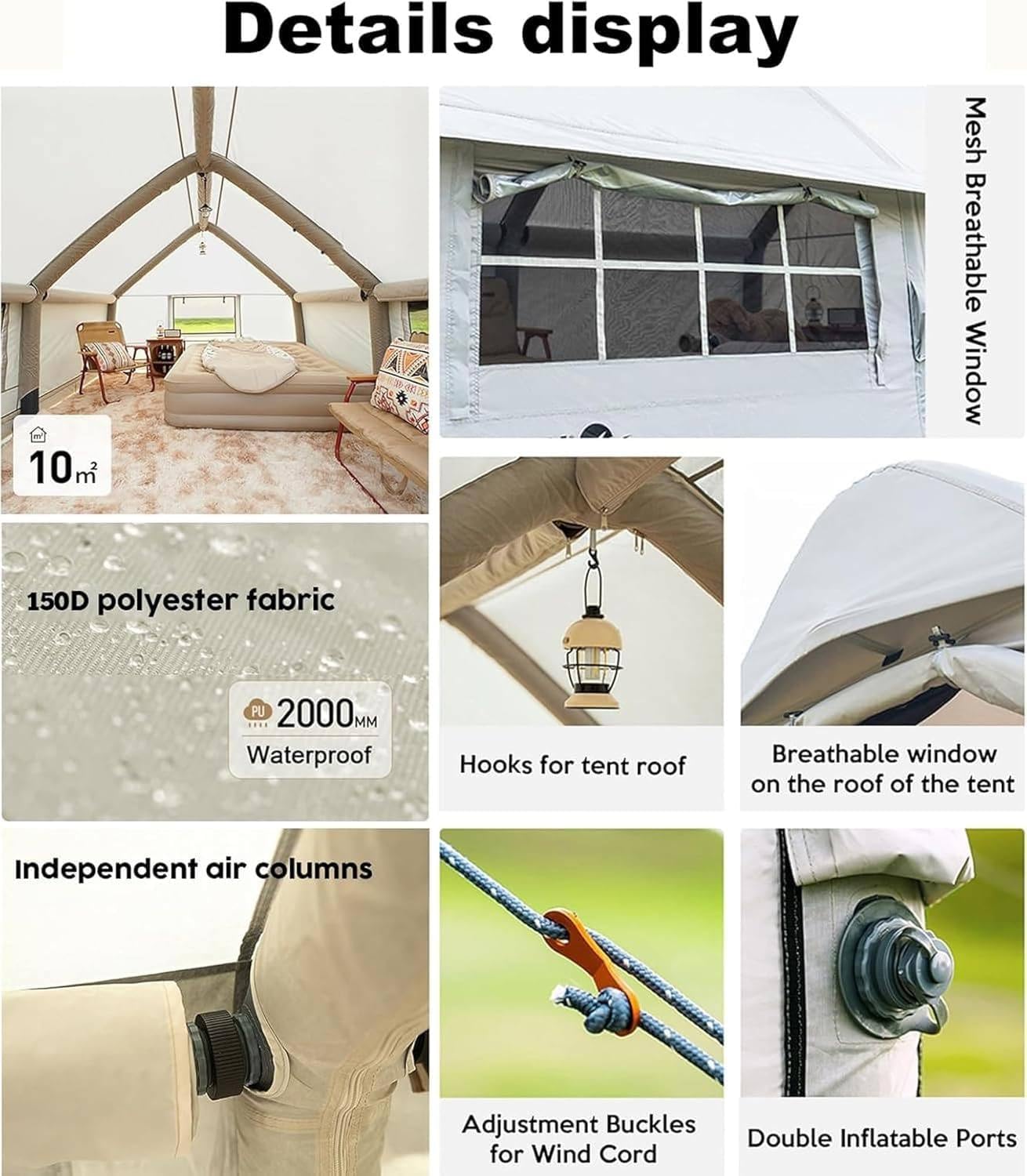 Opblaasbare tent, snelle installatie met pomp, ruim voor familiecamping, buitenschuur voor alle seizoenen