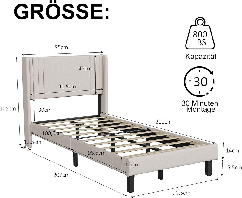 Lit Coffre 90x200 cm – Tête de Lit Rangement, Éclairage LED 16 Couleurs & Ports USB/USB-C