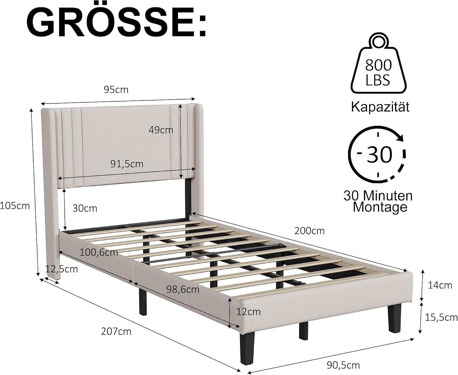 Lit Coffre 90x200 cm – Tête de Lit Rangement, Éclairage LED 16 Couleurs & Ports USB/USB-C
