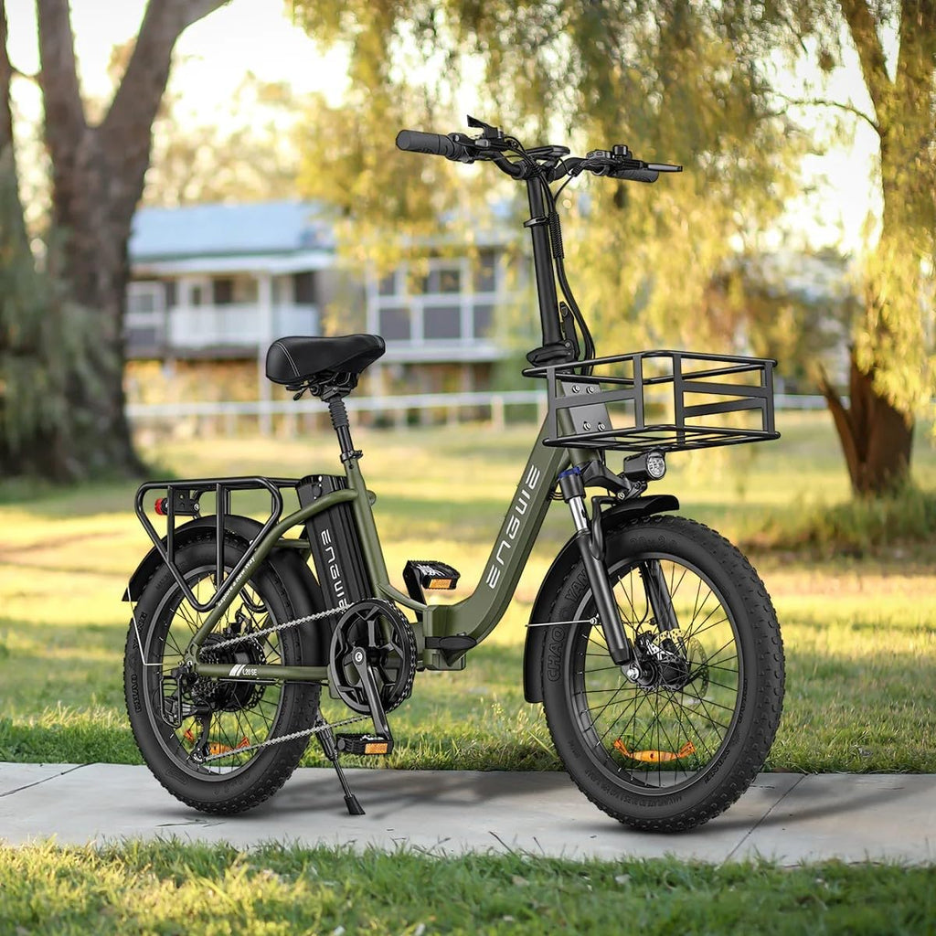 ENGWE E Bike 20 Inch Folding Electric Bike with 3.0 Inch Lithium Battery 15.6Ah Long Range Up to 140km, 7 Speed Off Road for Men, Mountain Bike, Beach and Snow