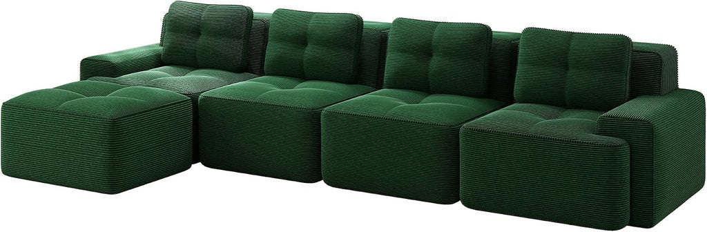 Canapé Modulable Cloud en Velours Côtelé – Assise Profonde, Convertible, Sans Montage