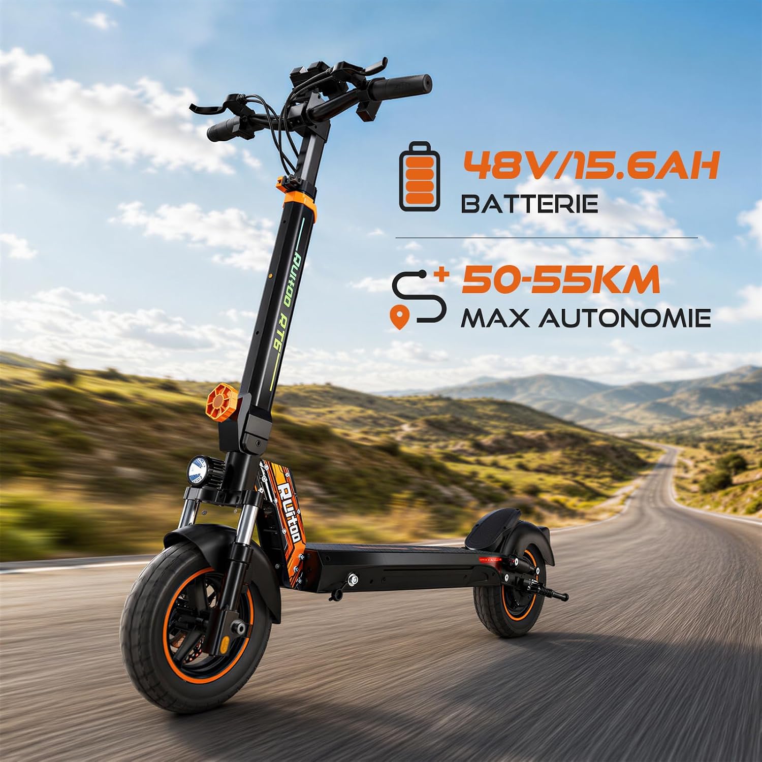 Elektrische step, RT6/T2 Max/ M5 Pro/T2 Master/T3 Max, motor 800 W/1000 W/1200 W/2400 W/3000 W, bereik 55/65/75/85 km, all-terrain banden, 3 snelheidsmodi, intelligent display