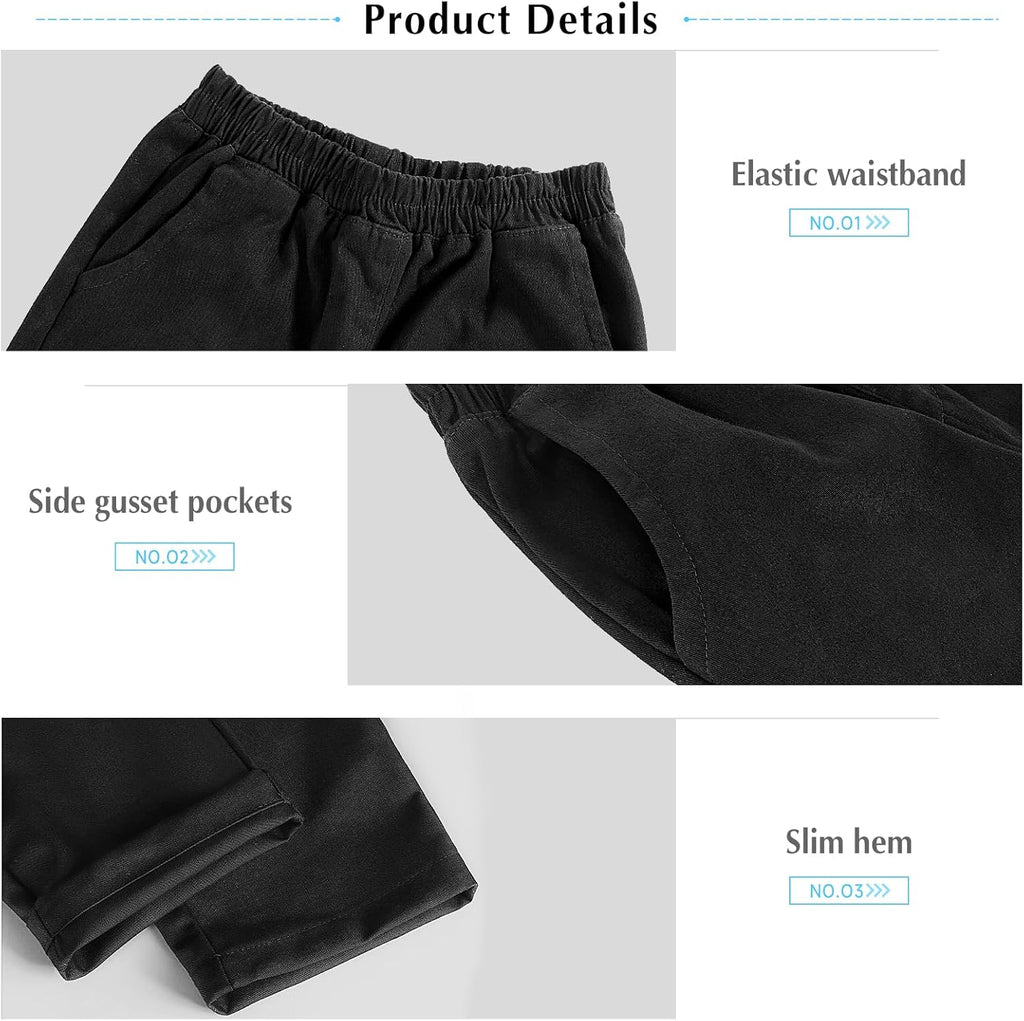 Boys School Trousers, Elastic Waist Jogging Trousers, Tracksuit Bottoms Suitable for Children from 6 to 11 Years, Black