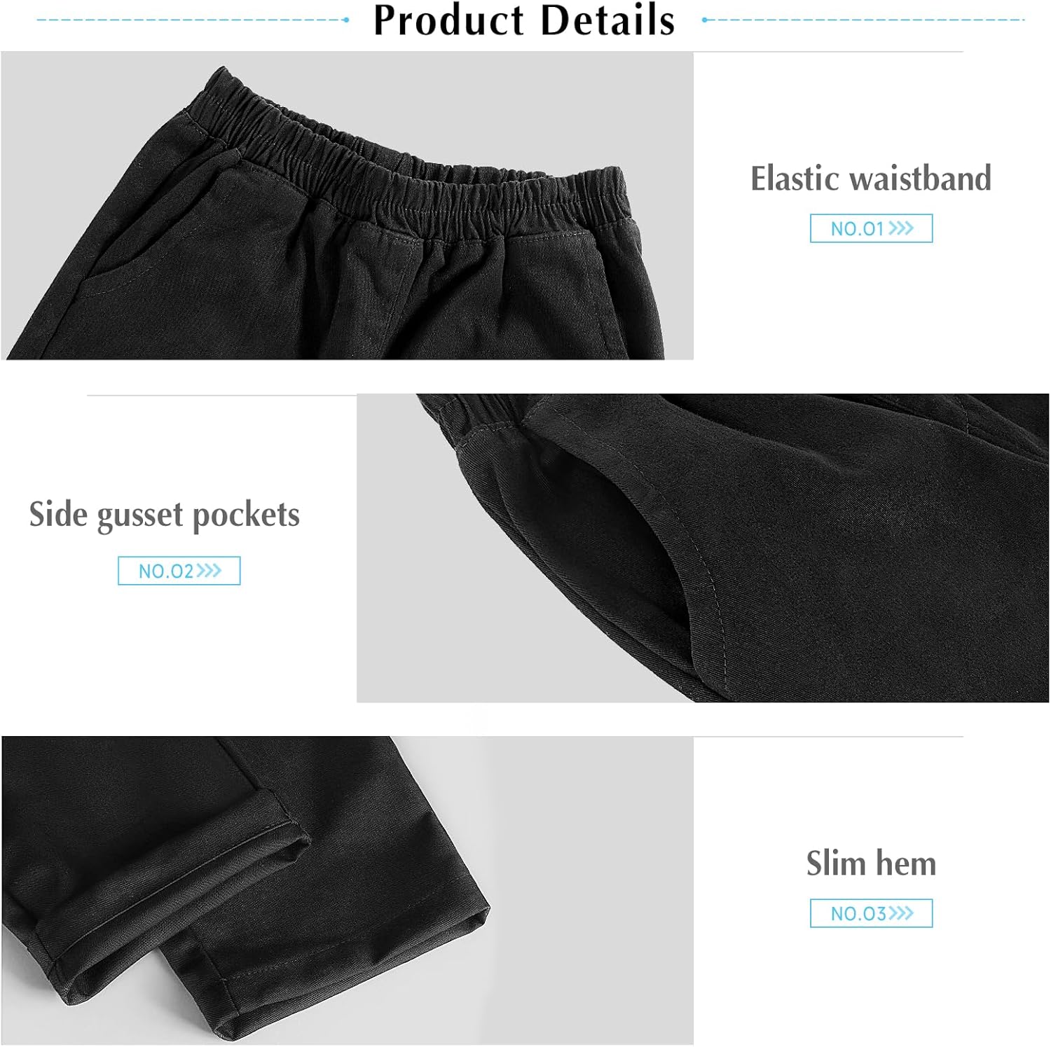 Boys School Trousers, Elastic Waist Jogging Trousers, Tracksuit Bottoms Suitable for Children from 6 to 11 Years, Black