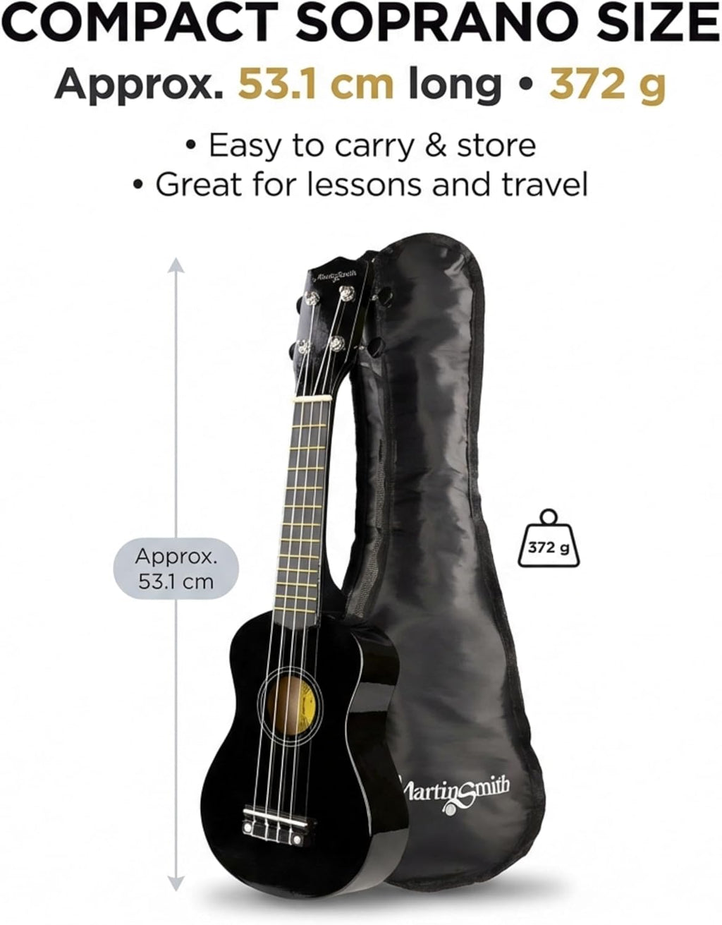 Martin Smith UK-212-PNK-A Ukelele Met Ukelele Tas Roze Design