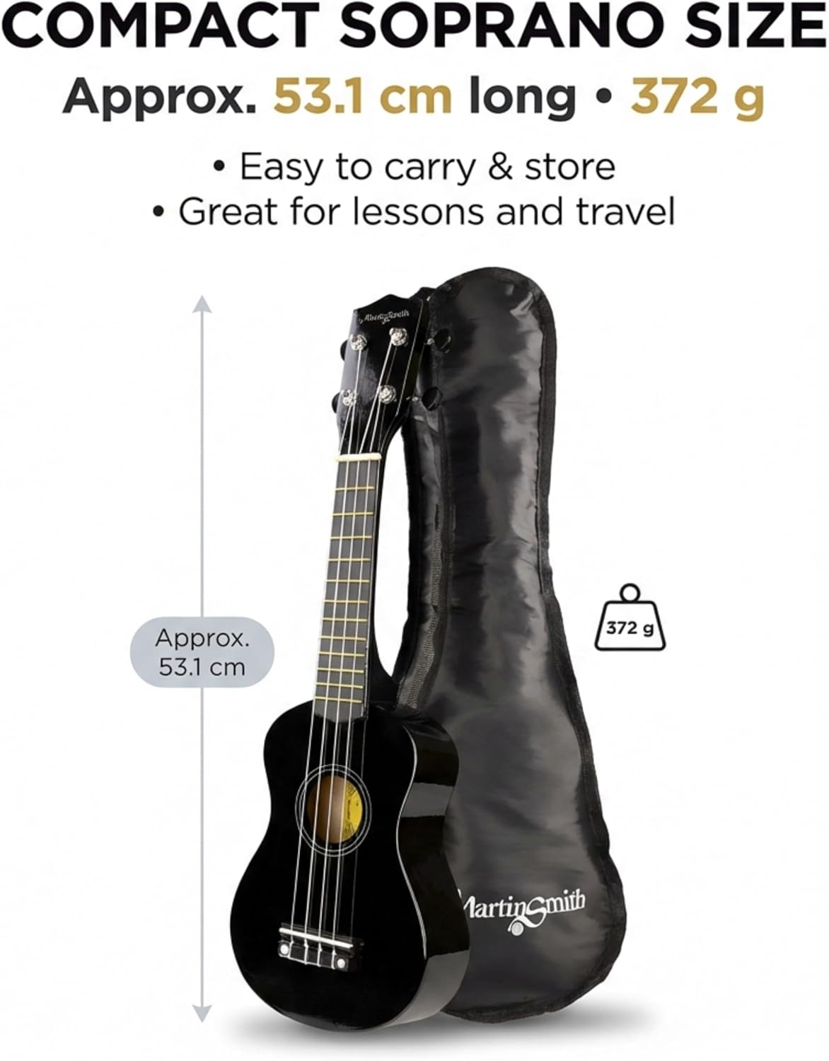 Martin Smith UK-212-PNK-A Ukelele Met Ukelele Tas Roze Design