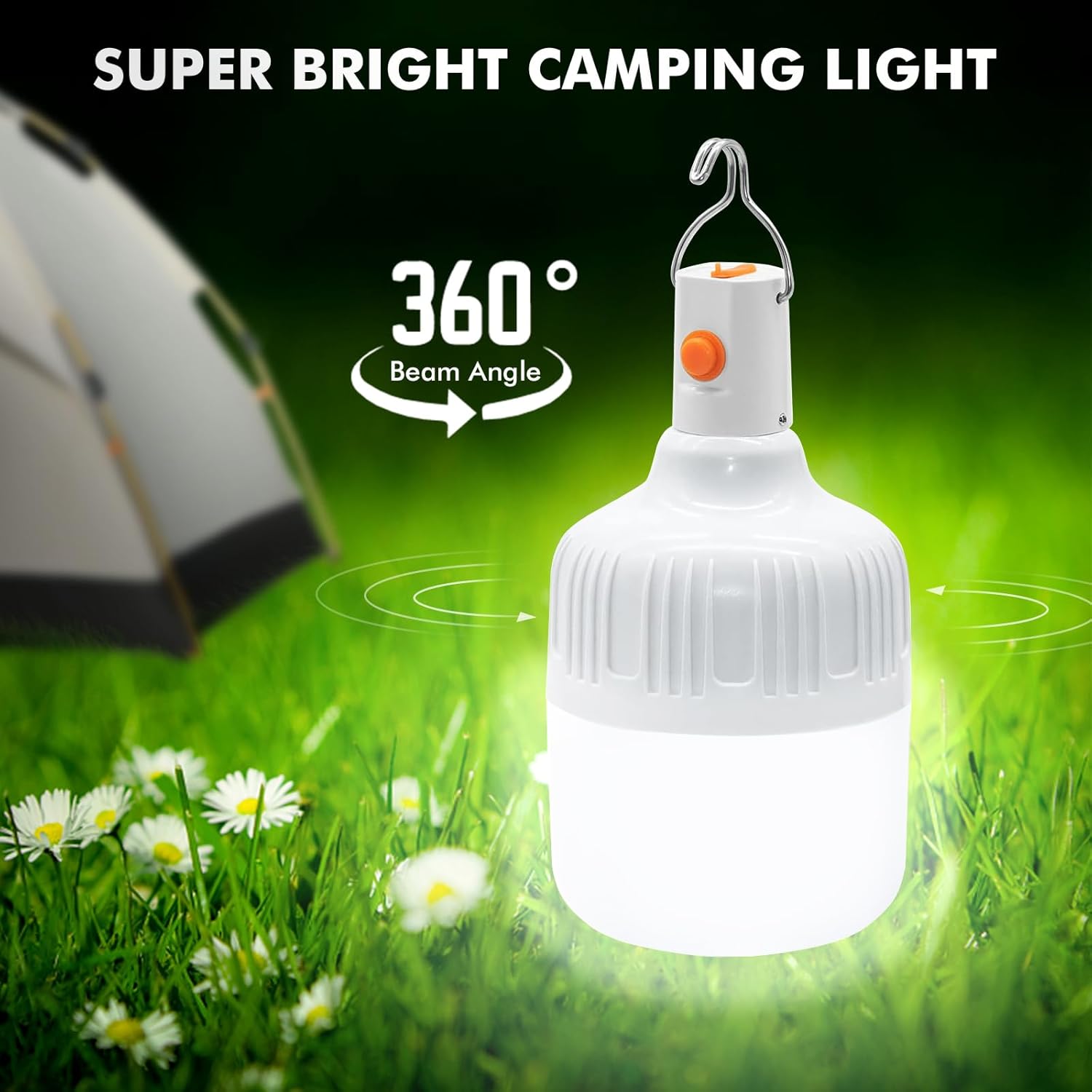 Ledeak 2 stuks led-lantaarn, camping, USB, oplaadbaar, krachtig, 500 lumen, 3 modi, helderheid, draagbaar, waterdicht, voor tent, vissen, wandelen, tuin, noodgevallen