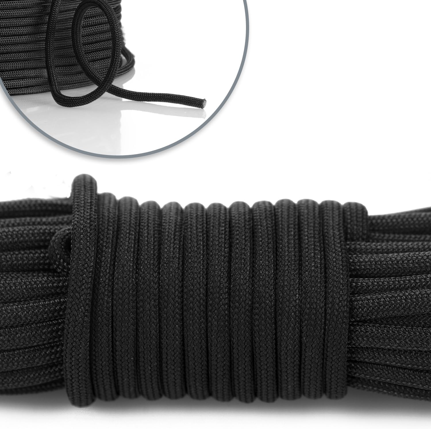 COM-FOUR® Paracord touw Ø 4 mm, 25 m - 7-voudig touw voor boten, camping, outdoor - nylon touw met een draagvermogen van 250 kg - tenttouw, scheerlijn, universeel touw