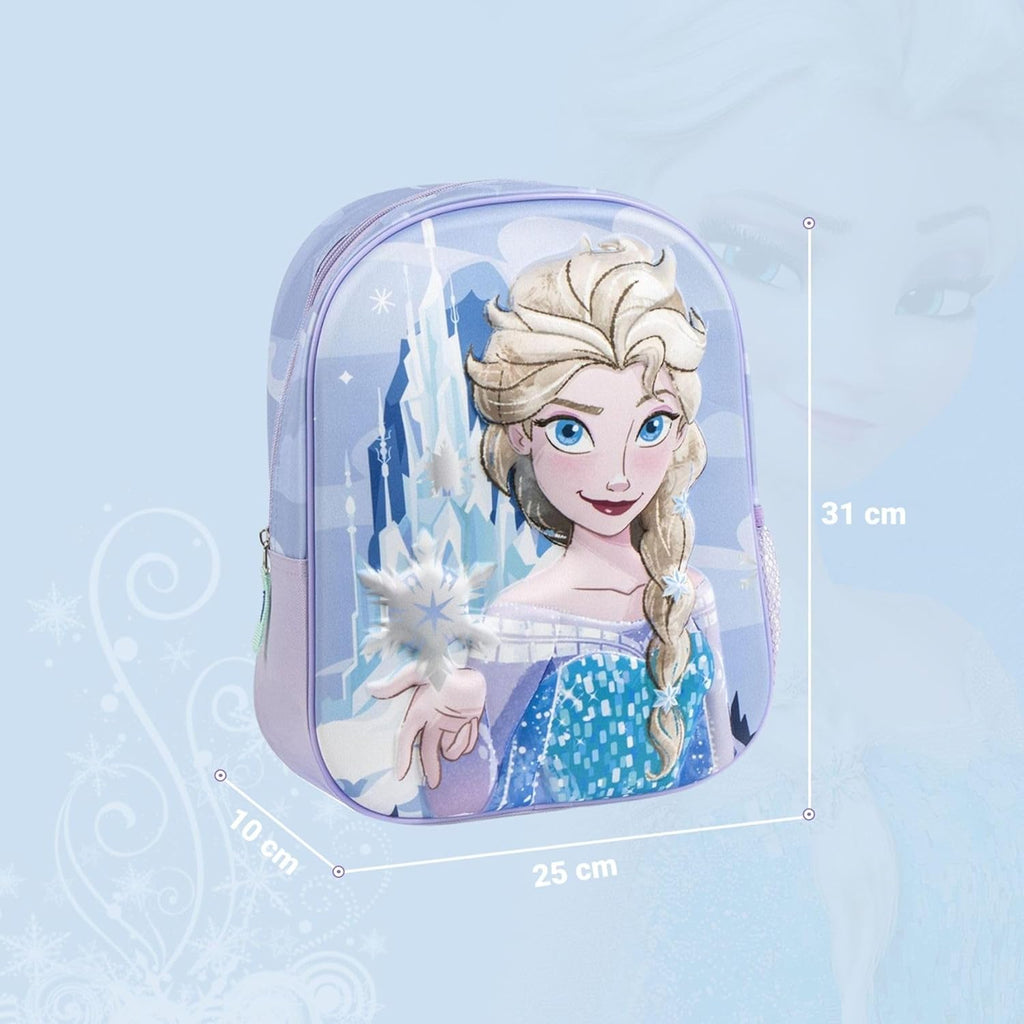 Originele Disney Frozen Elsa, Anna en Olaf rugzak met design en winterfiguren, grote Frozen rugzak voor kleuterschool, basisschool en meisjes, licht en duurzaam