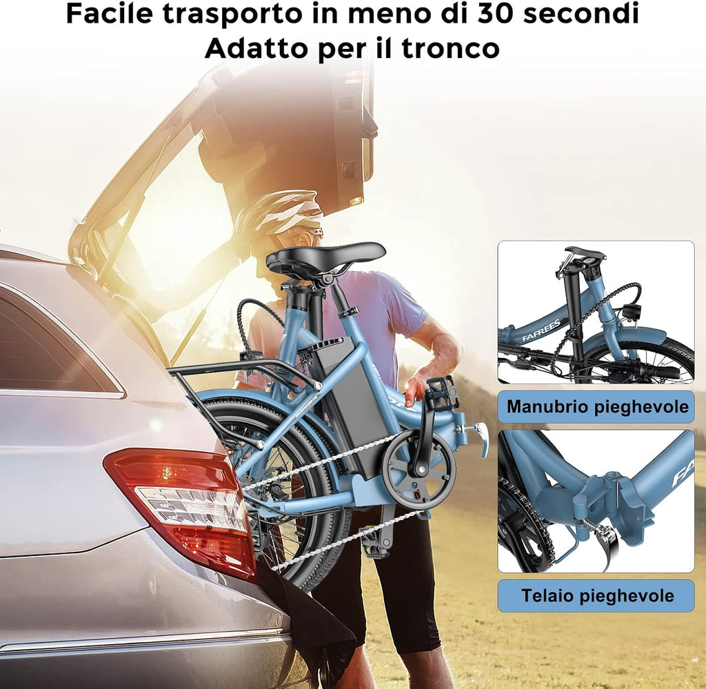 Fafrees F20 LIGHT Elektrische fiets, 20 inch opvouwbare elektrische stadsfiets, 250 W motor, 16,75 Ah accu, 7 versnellingen e-bike voor dames, bereik 110 km