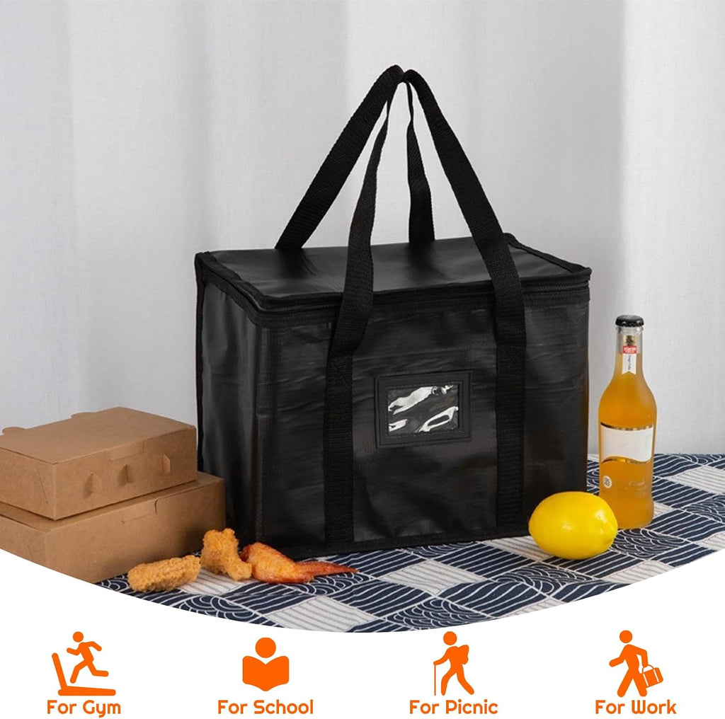 SUOXU Koeltas, 40 liter, grote opvouwbare geïsoleerde lunchtas voor picknick en reizen, winkelen, koelbox voor camping, barbecue en voedsellevering (zwart)