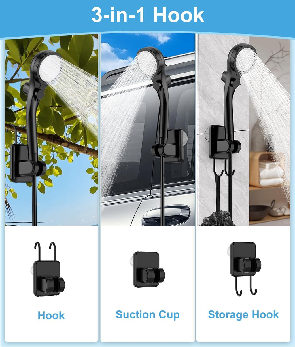 WADEO Campingdoucheset, oplaadbare elektrische douchepomp, douchekop met intelligente temperatuurweergave en instelbare waterdruk