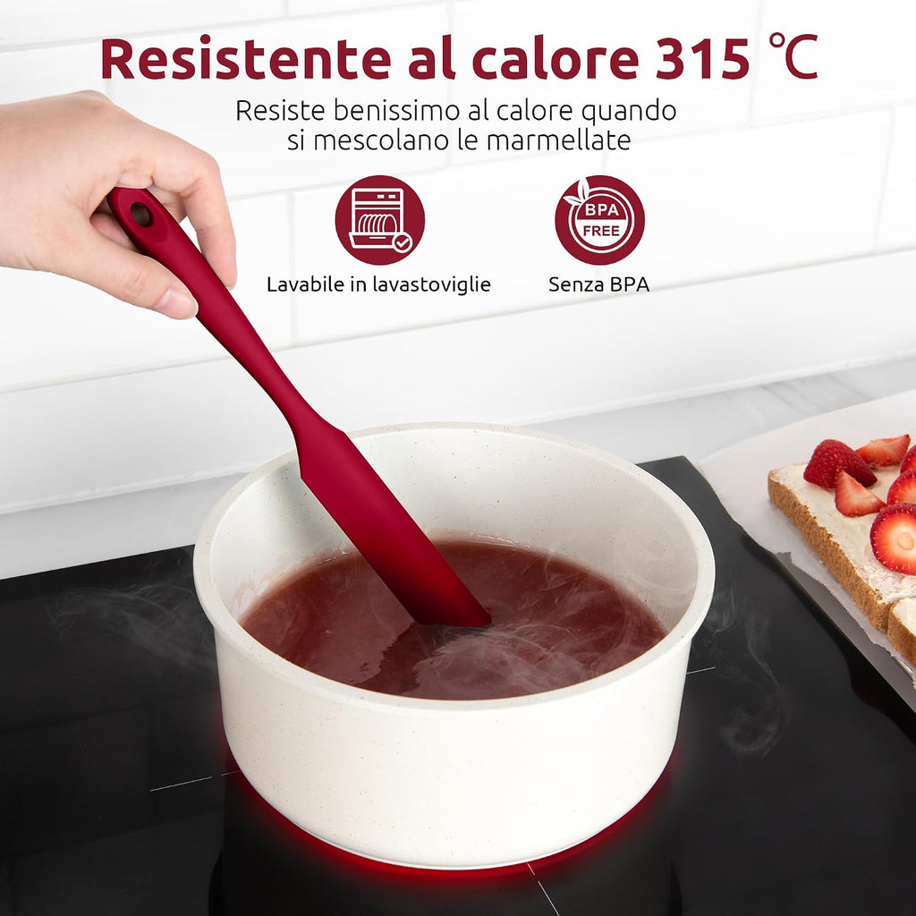 Spatule Silicone U-Taste – Embout Cuillère, Cœur Acier Inox, Résistante 315°C, 24,5 cm, Noir