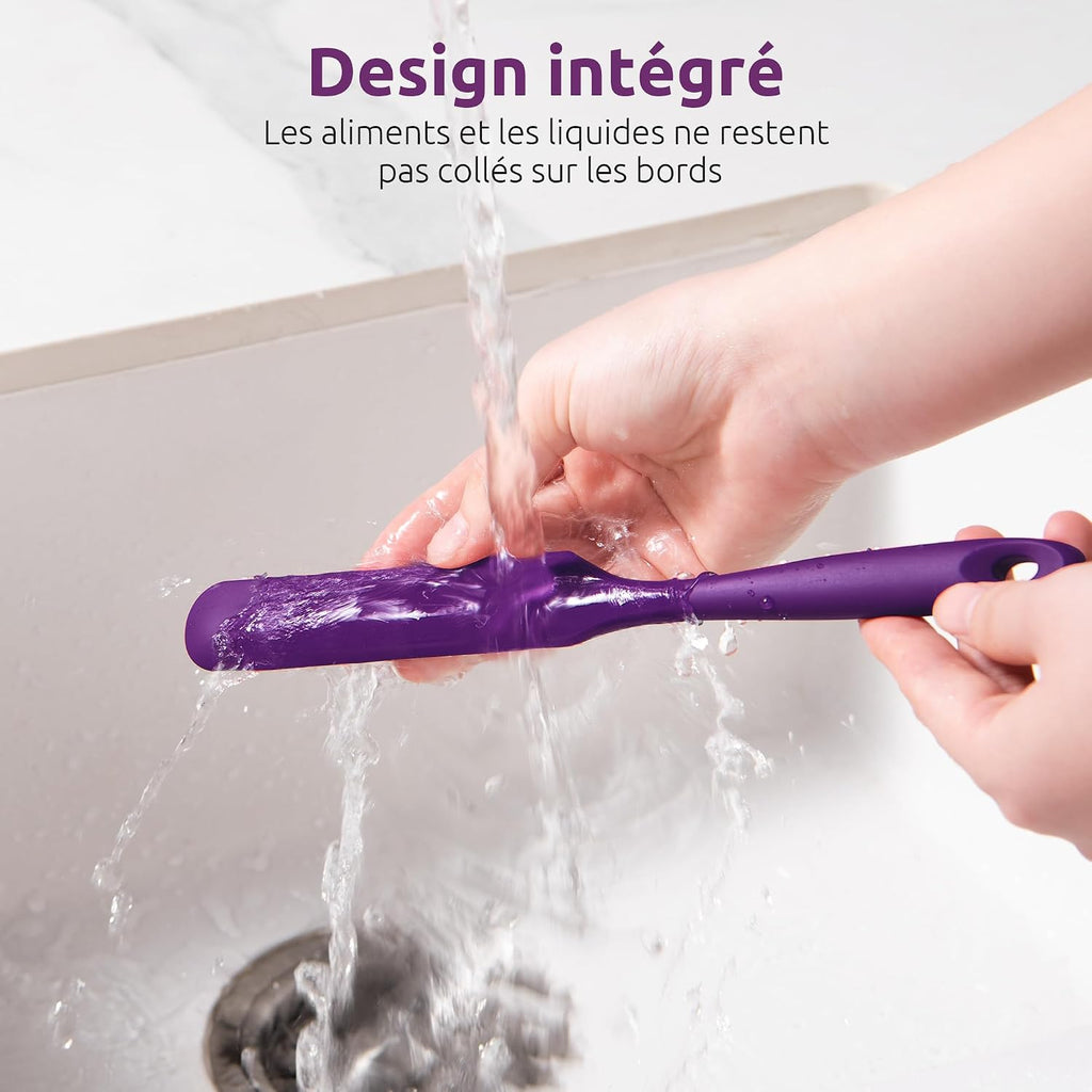 Spatule Silicone U-Taste – Embout Cuillère, Cœur Acier Inox, Résistante 315°C, 24,5 cm, Noir