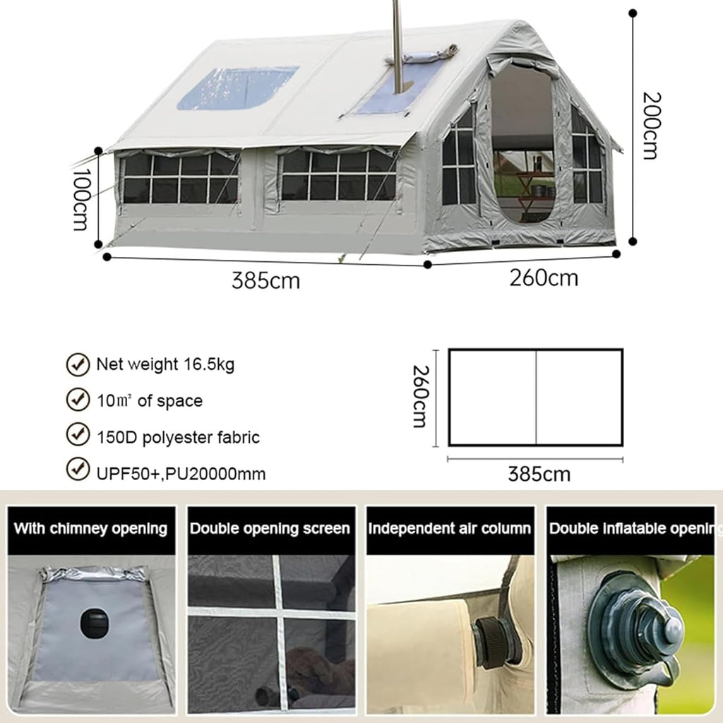 Tente de camping gonflable avec pompe – Design multi-pièces pour toutes les saisons en famille en plein air