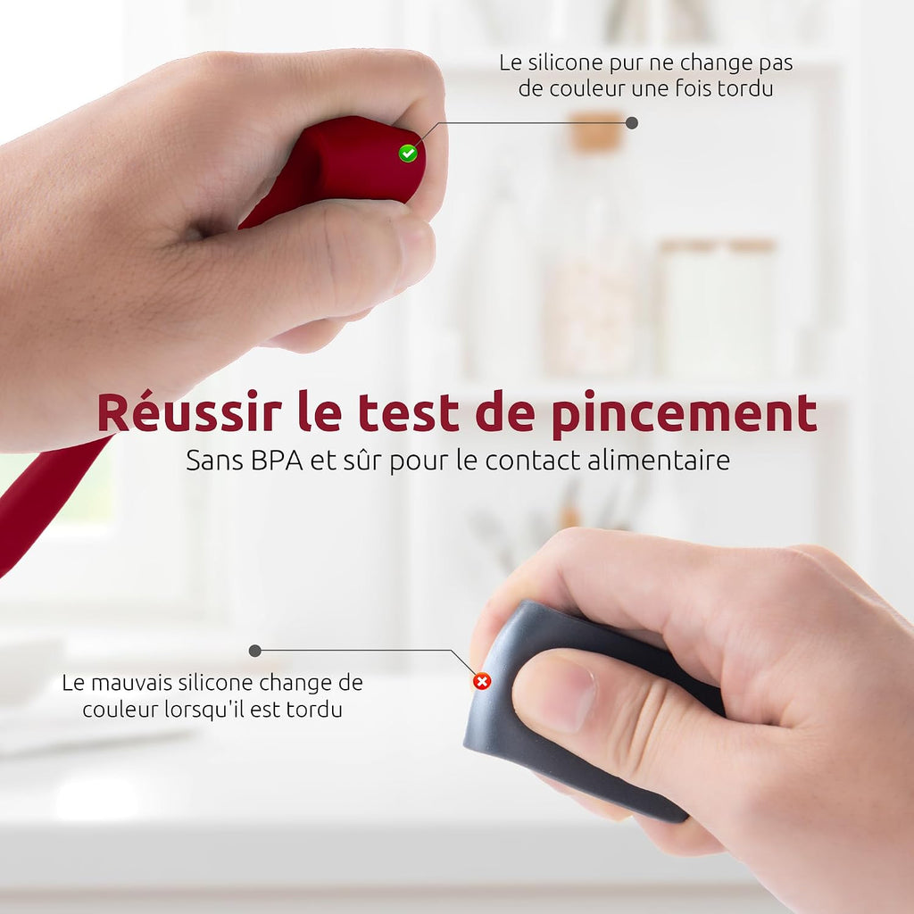 Spatule Silicone U-Taste – Embout Cuillère, Cœur Acier Inox, Résistante 315°C, 24,5 cm, Noir