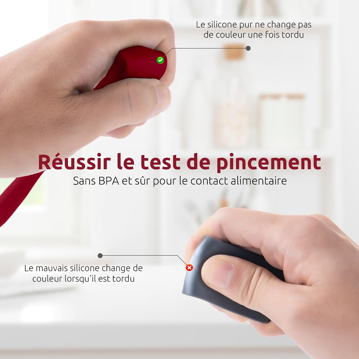 Spatule Silicone U-Taste – Embout Cuillère, Cœur Acier Inox, Résistante 315°C, 24,5 cm, Noir