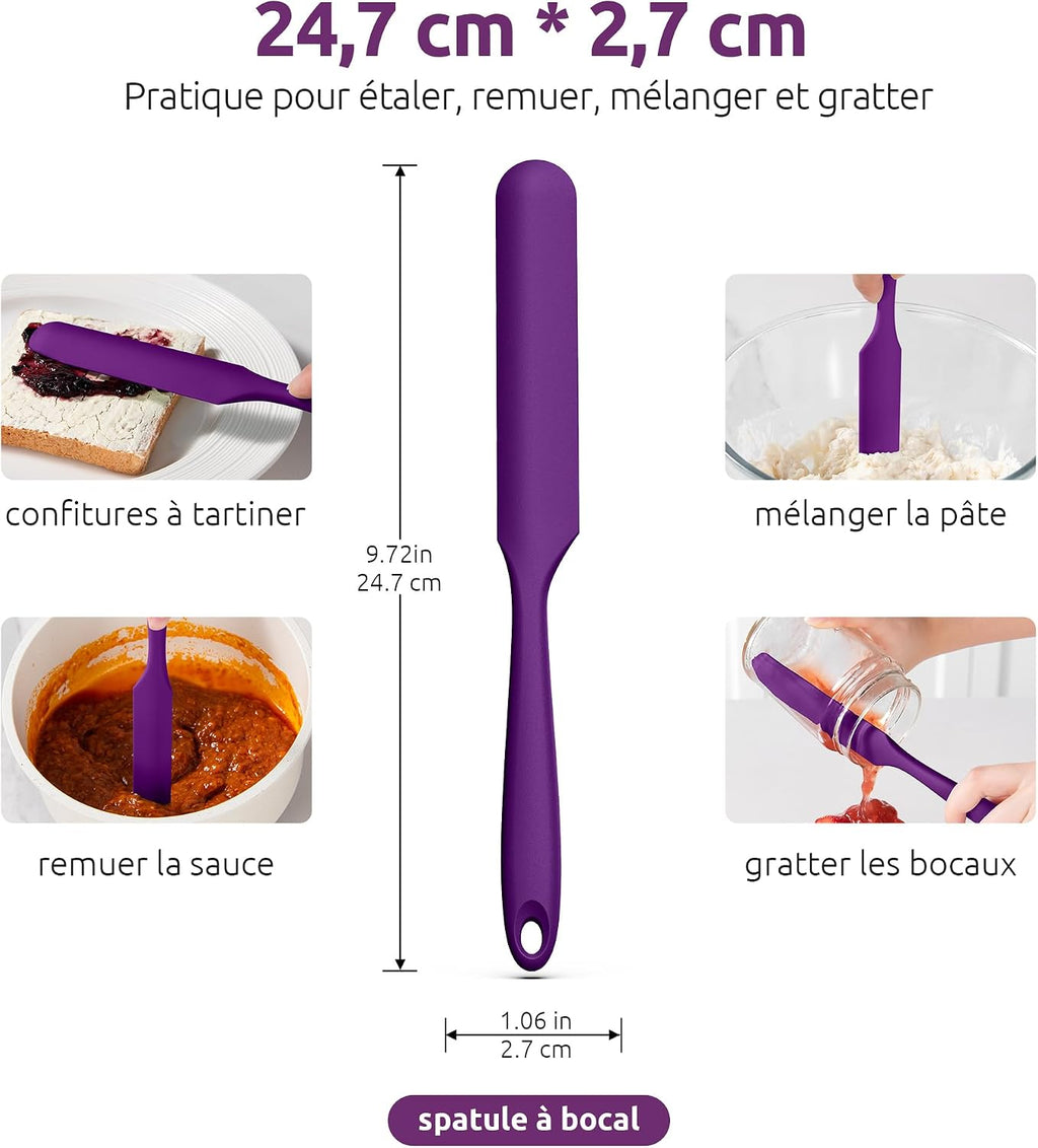 Spatule Silicone U-Taste – Embout Cuillère, Cœur Acier Inox, Résistante 315°C, 24,5 cm, Noir