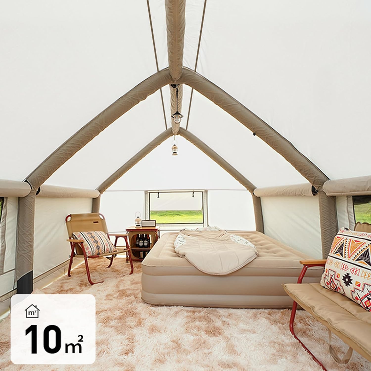 Tente de camping gonflable, 6 à 8 personnes étanche avec pompe pour la pêche, la randonnée et une utilisation en toutes saisons