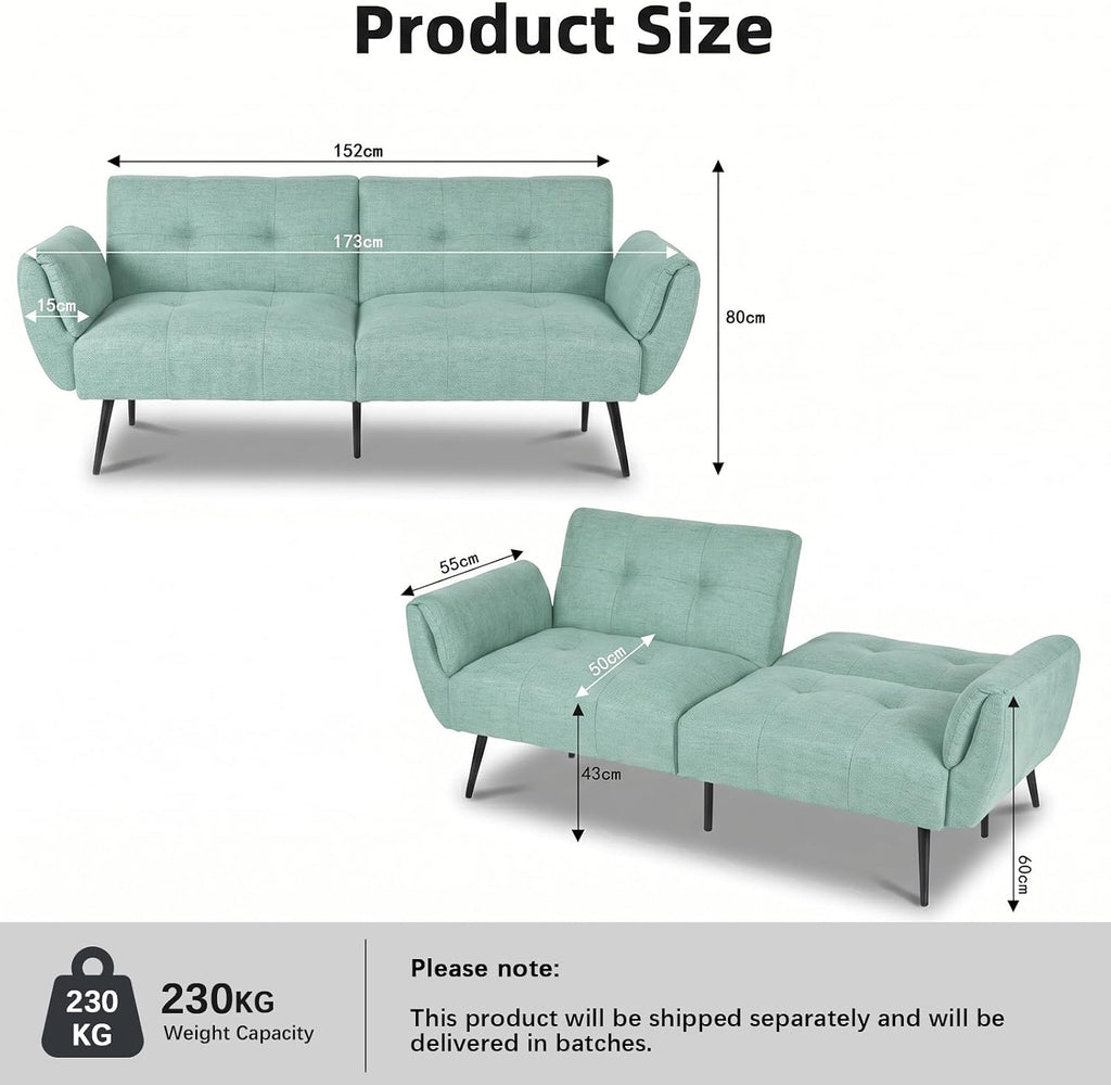 Canapé-lit convertible JIEXI – 3 places – Tissu gris – Dossier 3 positions – 170 cm