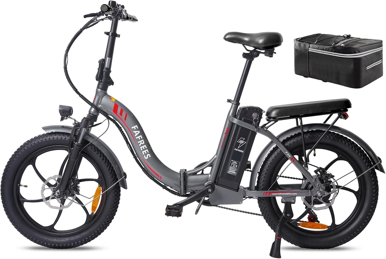Fafrees F20 elektrische vouwfiets met 250W motor en 130 km bereik, compacte en krachtige e-bike met bagagebox.