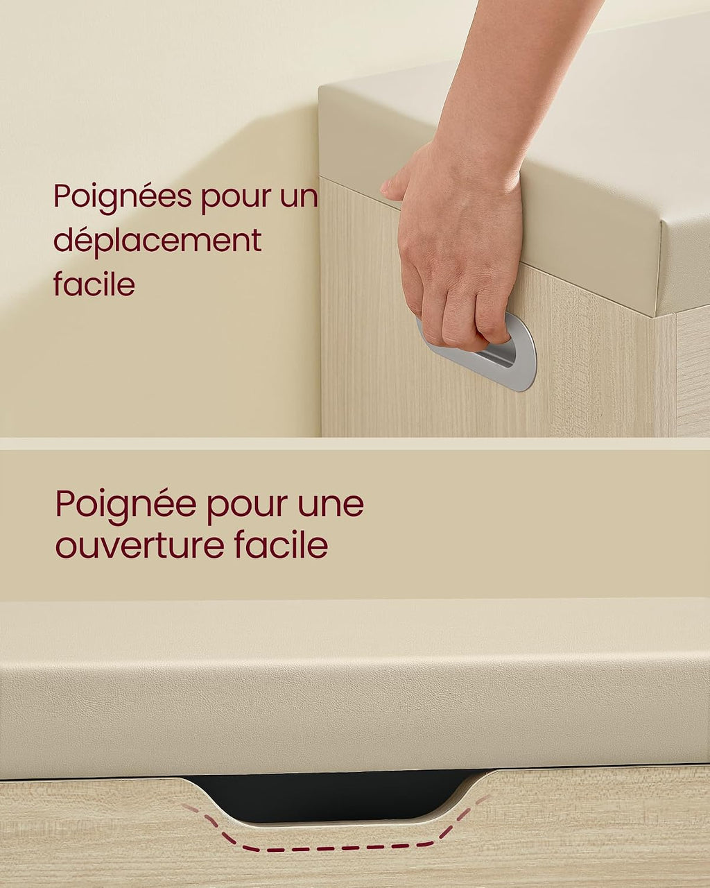 Banc à Chaussures Rembourré VASAGLE – Rangement 3 Compartiments, Style Vintage, 80 cm