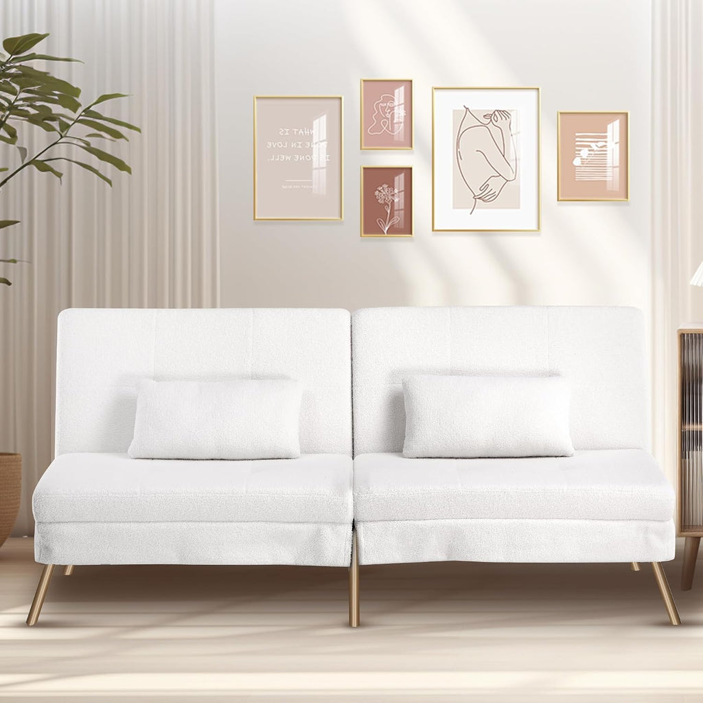 Canapé-lit convertible COMHOMA – 3 places – Tissu gris – Dossier ajustable