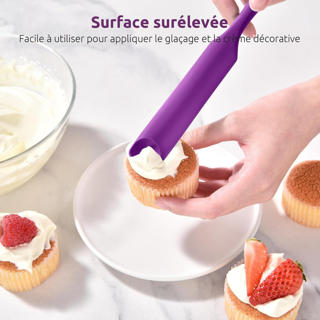 Spatule Silicone U-Taste – Embout Cuillère, Cœur Acier Inox, Résistante 315°C, 24,5 cm, Noir