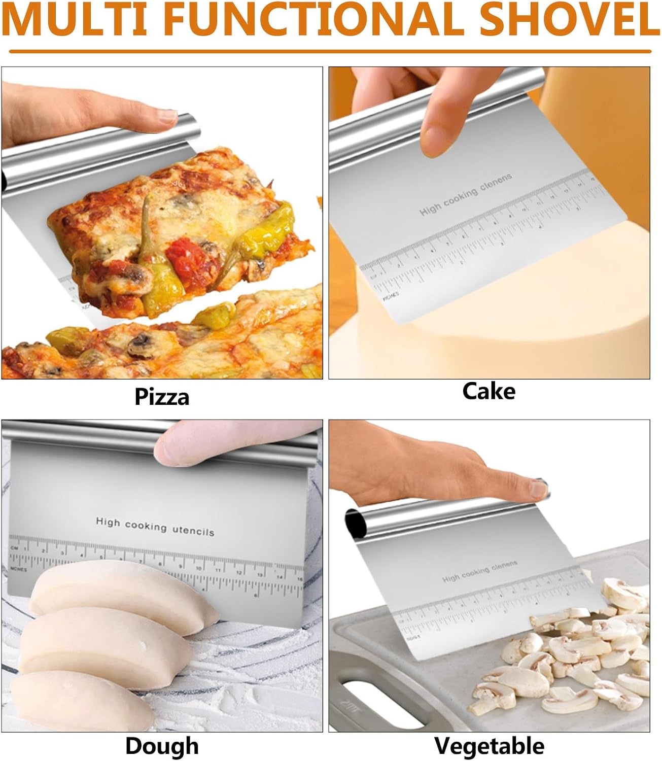 Lot de 2 Raclettes à Pâte en Inox — Coupe-Pâte avec Graduation