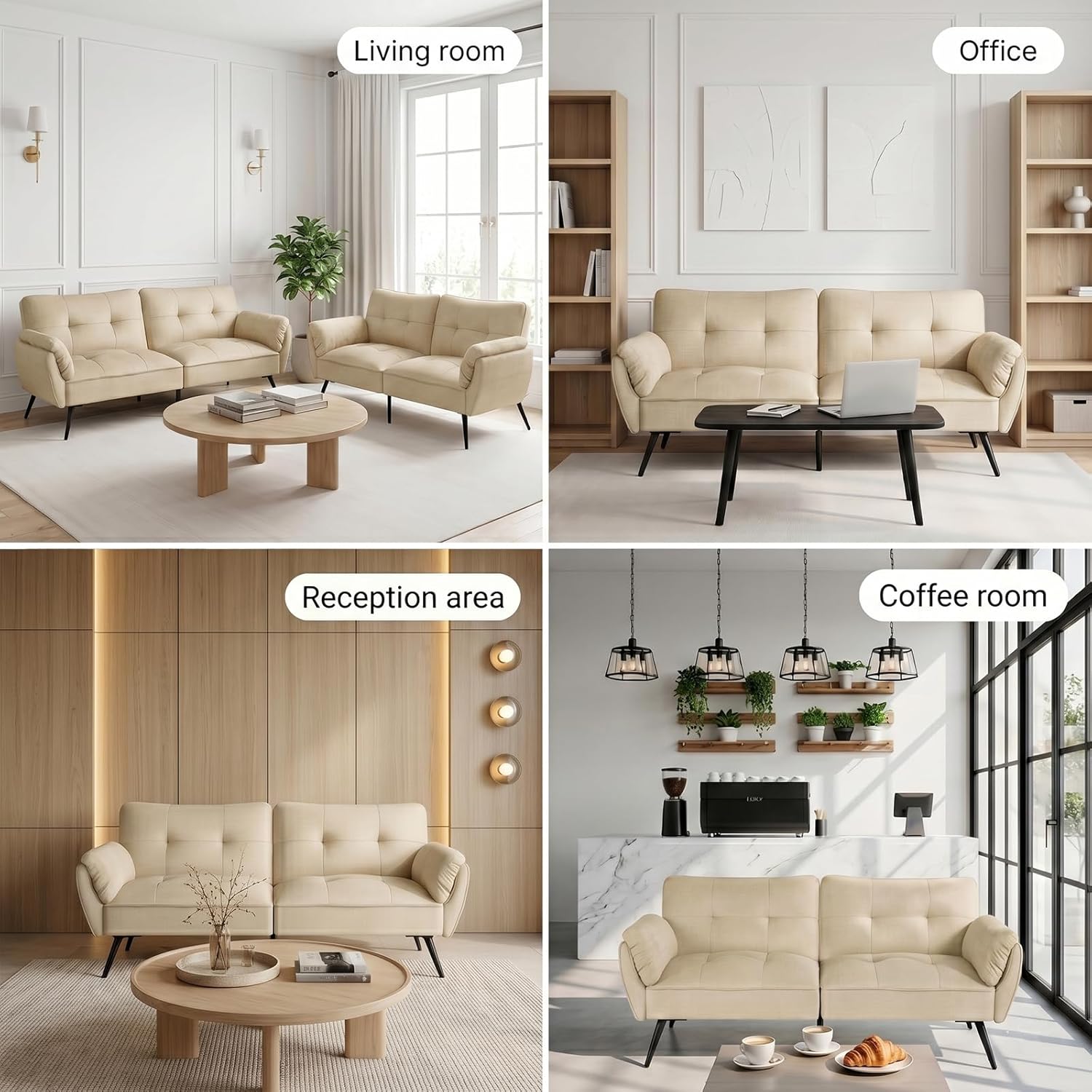 Canapé-lit convertible JIEXI – 3 places – Tissu gris – Dossier 3 positions – 170 cm