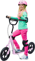 HOMCOM Scooter met banden, 30 cm, hoogte verstelbaar stuur, handgreep rem en standaard