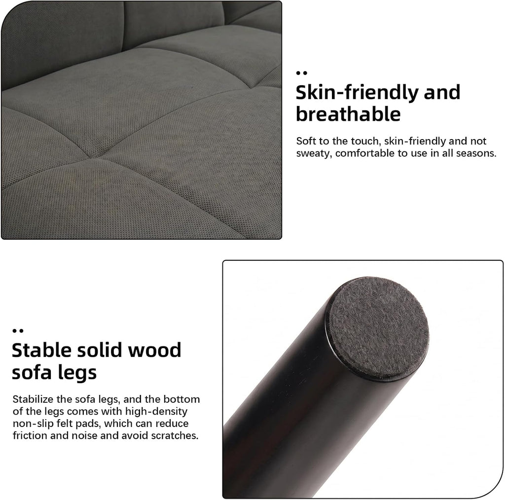 Canapé-lit convertible JIEXI – 3 places – Tissu gris – Dossier 3 positions – 170 cm