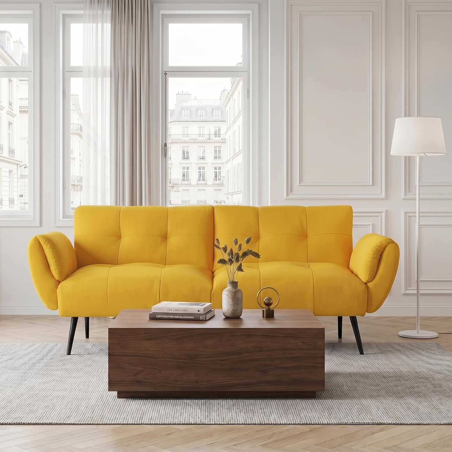 Canapé-lit convertible JIEXI – 3 places – Tissu gris – Dossier 3 positions – 170 cm