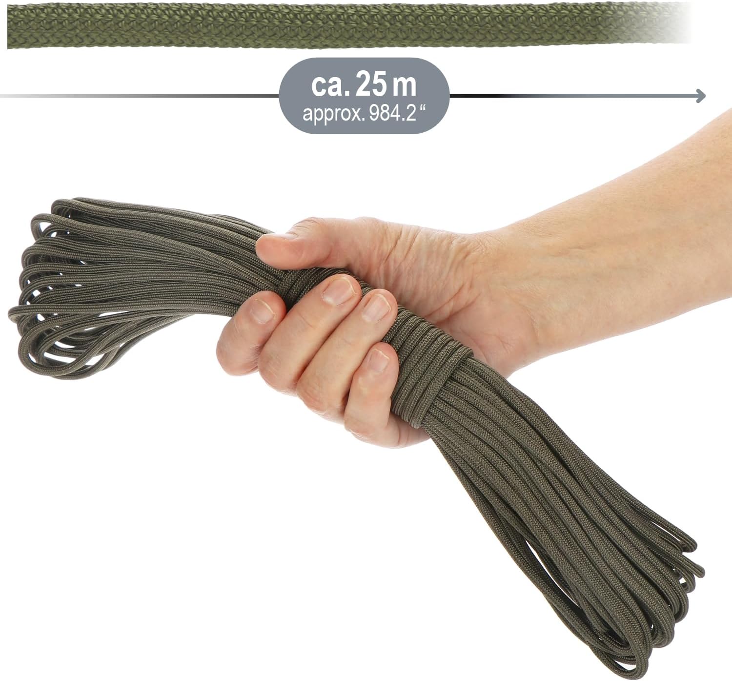COM-FOUR® Paracord touw Ø 4 mm, 25 m - 7-voudig touw voor boten, camping, outdoor - nylon touw met een draagvermogen van 250 kg - tenttouw, scheerlijn, universeel touw