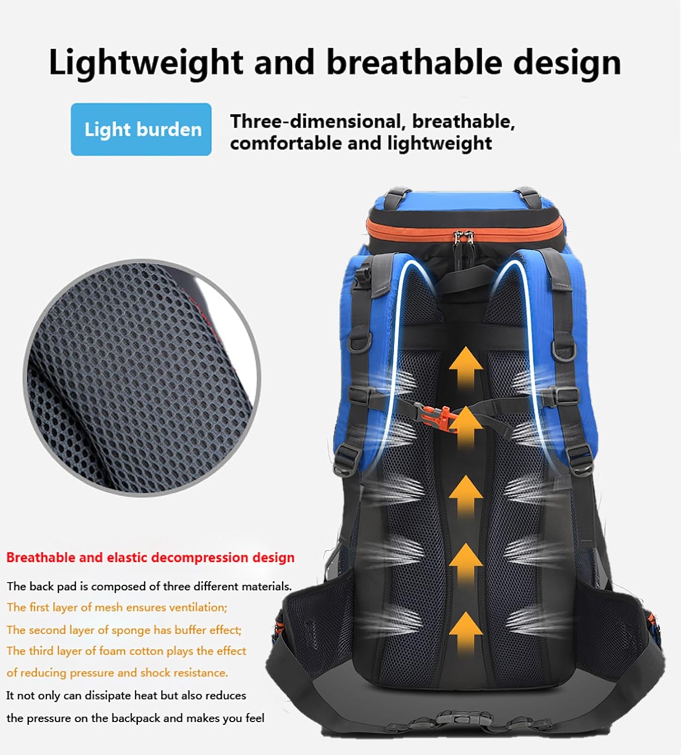 Bseash Waterdichte lichtgewicht wandelrugzak met regenhoes, outdoor sport reisrugzak voor klimmen kamperen toerisme, 60 liter, Militair Groen
