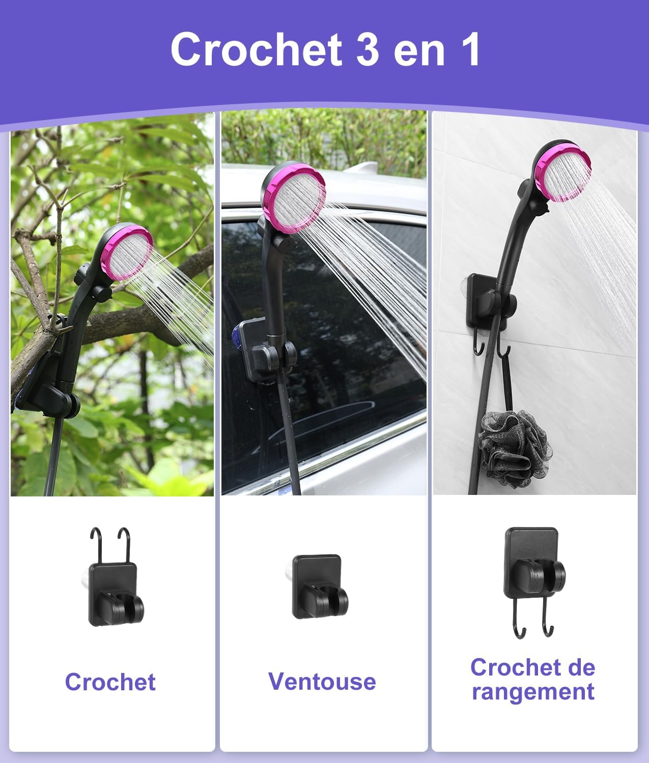 WADEO Campingdoucheset, oplaadbare elektrische douchepomp, douchekop met intelligente temperatuurweergave en instelbare waterdruk