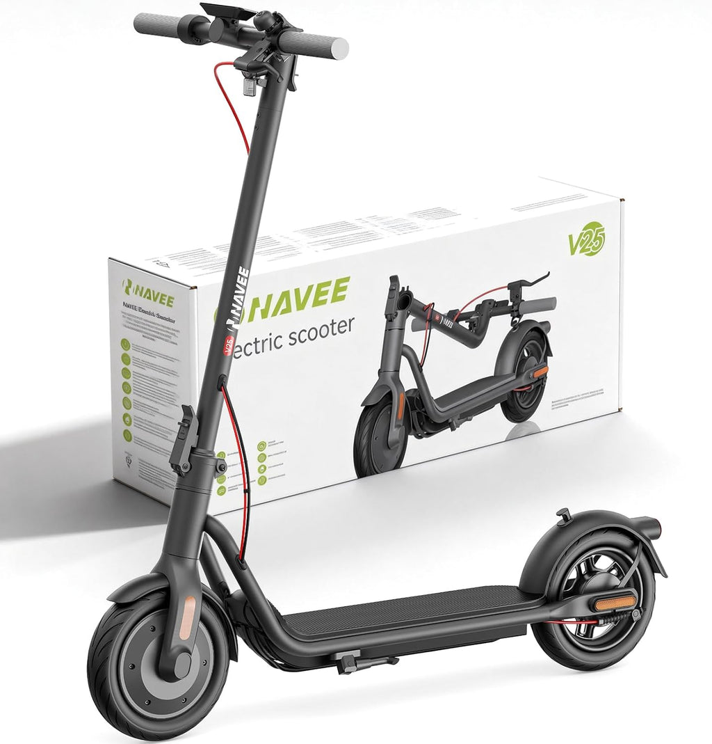 NAVEE V25 Elektrische step voor volwassenen, krachtige motor 600 W, max. bereik 25 km, banden 10 inch, E-ABS rem voor + trommel achter, TCS antislip, TÜV-certificering, Apple Find My, intelligent