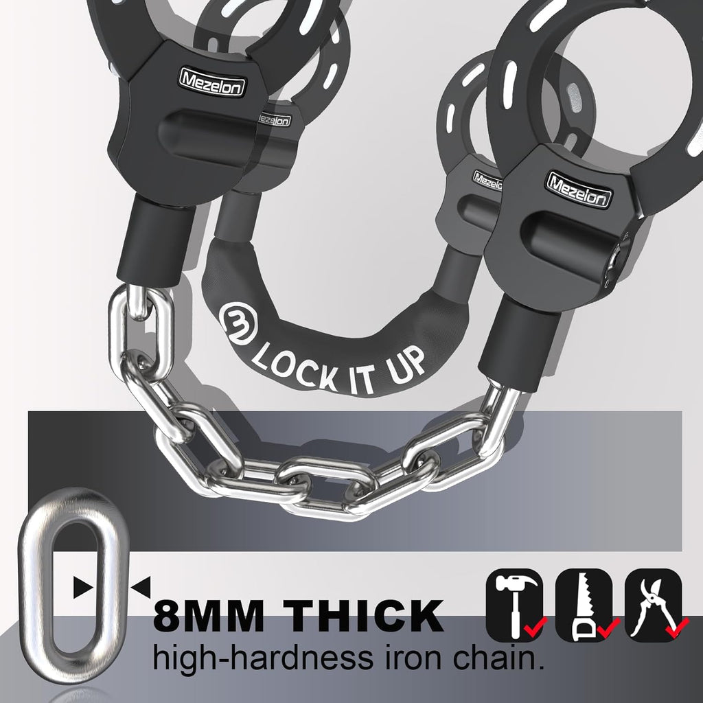 Antivol Trotinette Electrique | Antivol Velo, Chaînes Antivol pour Vélo, Scooter, Motos, Vélo Electrique, Tondeuses et autres Equipements, Acier solide + Silicone