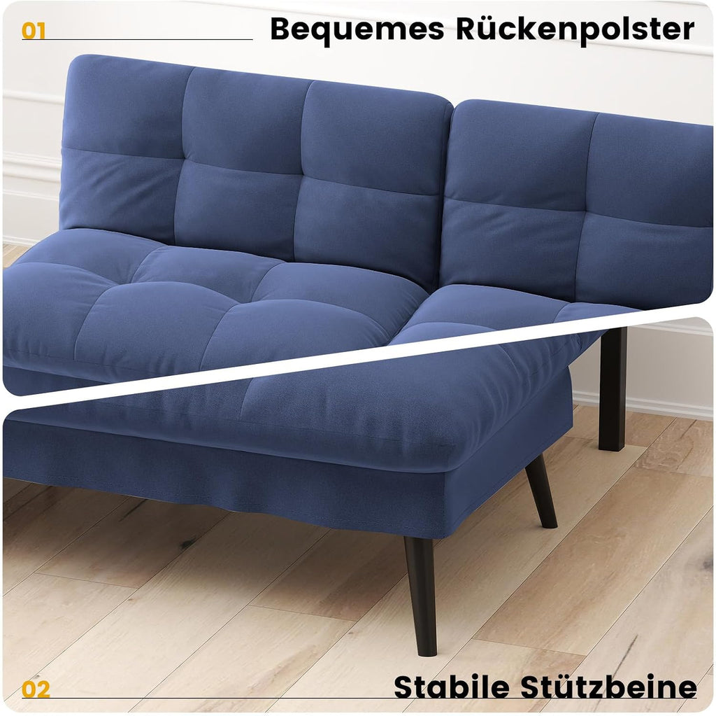 Canapé-lit convertible COMHOMA – 3 places – Tissu gris – Dossier ajustable