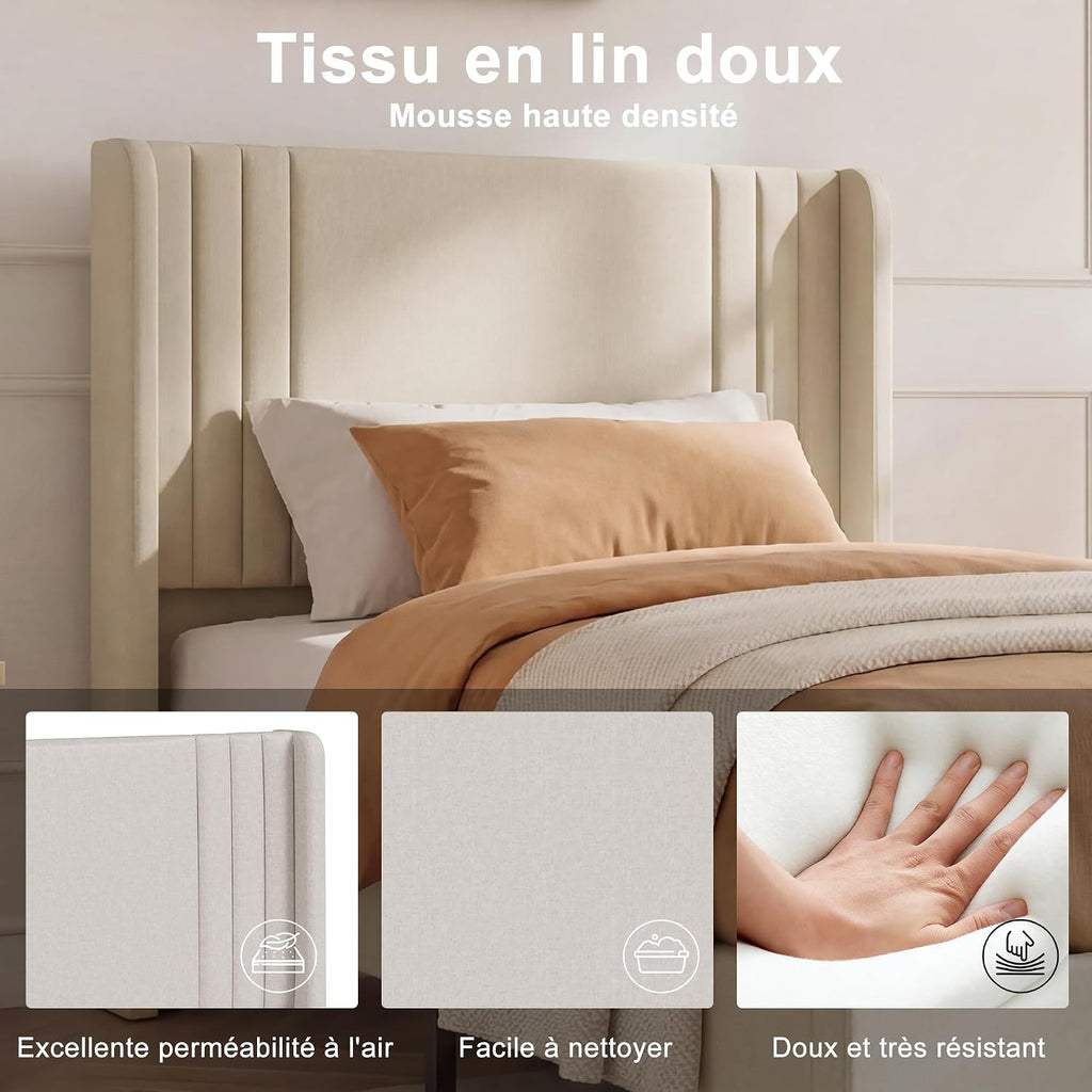 Lit Coffre 90x200 cm – Tête de Lit Rangement, Éclairage LED 16 Couleurs & Ports USB/USB-C