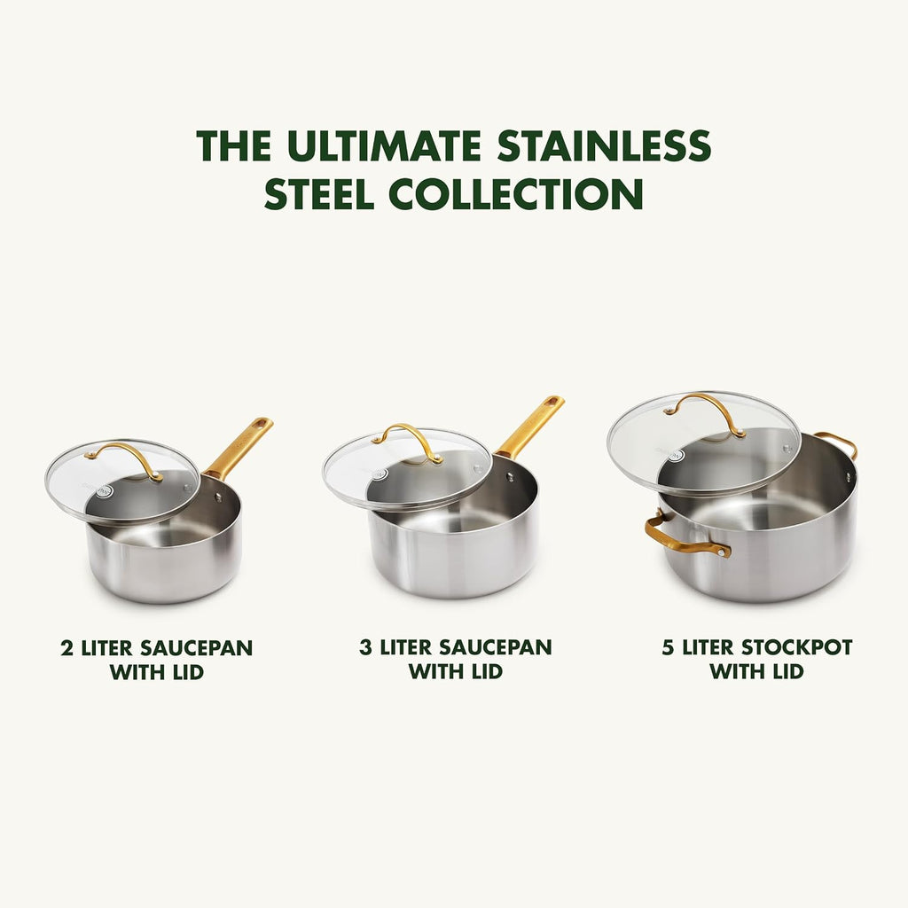 Set de Casseroles GreenPan Padova 6 Pièces — Inox, Compatible Induction
