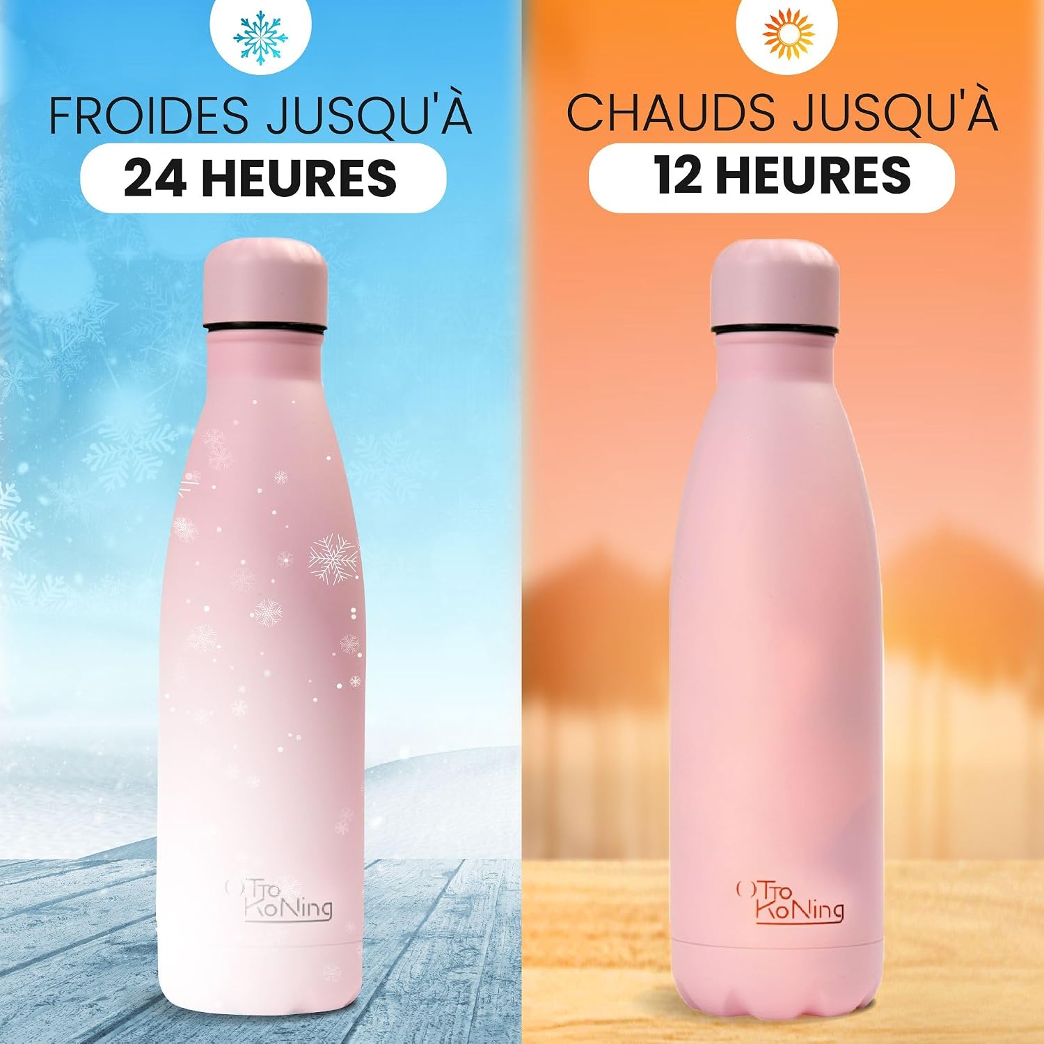 Otto Koning Insulated Water Bottle 500ml - Insulated Water Bottle Keeps Drinks Cold for 24 Hours and Hot for 12 Hours - Leak Proof Insulated Water Bottle BPA Free
