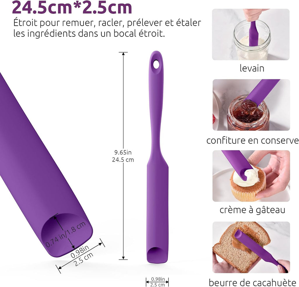 Spatule Silicone U-Taste – Embout Cuillère, Cœur Acier Inox, Résistante 315°C, 24,5 cm, Noir
