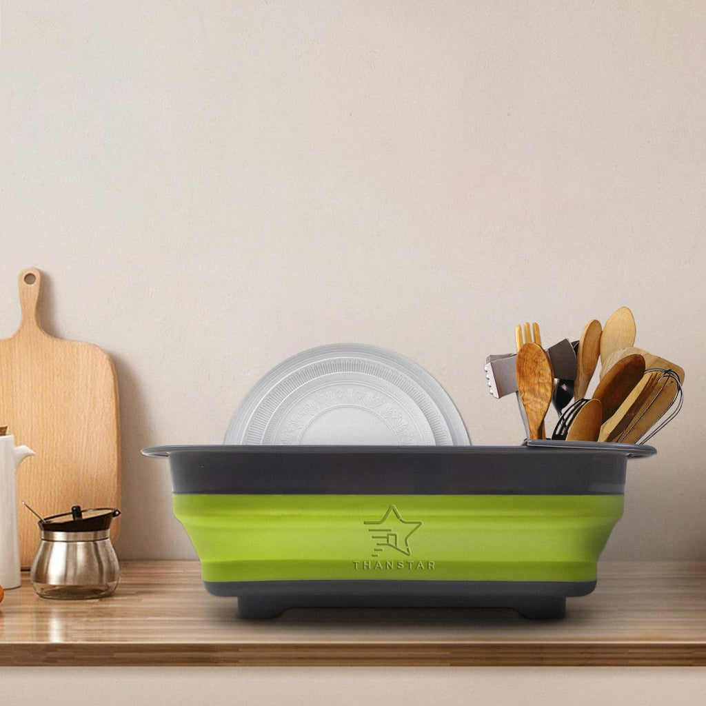 THANSTAR Opvouwbaar afdruiprek, draagbare organizer voor keuken, caravan, camping, aanhanger, ruimtebesparend, keukenopbergbak