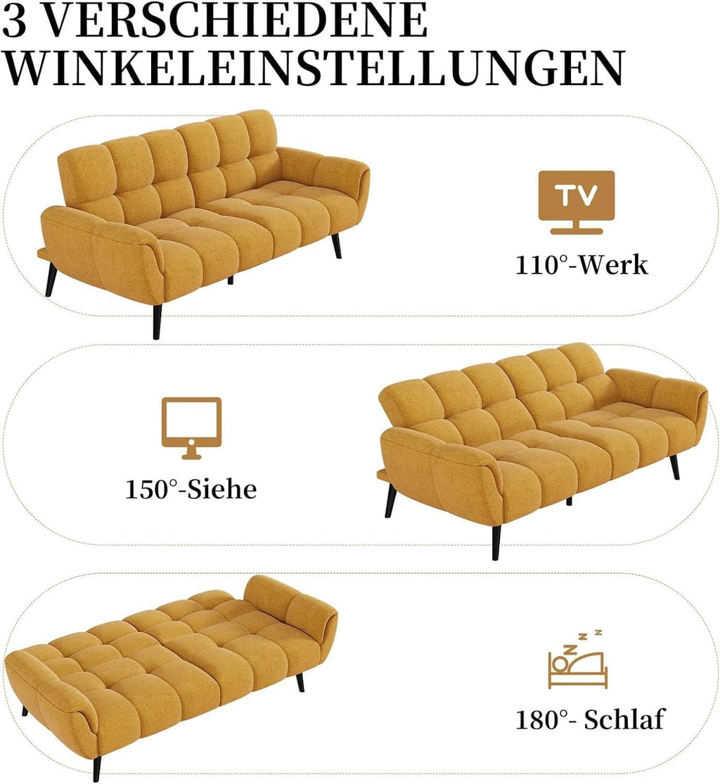 Canapé-lit convertible JIEXI – 3 places – Tissu gris – Dossier 3 positions – 170 cm