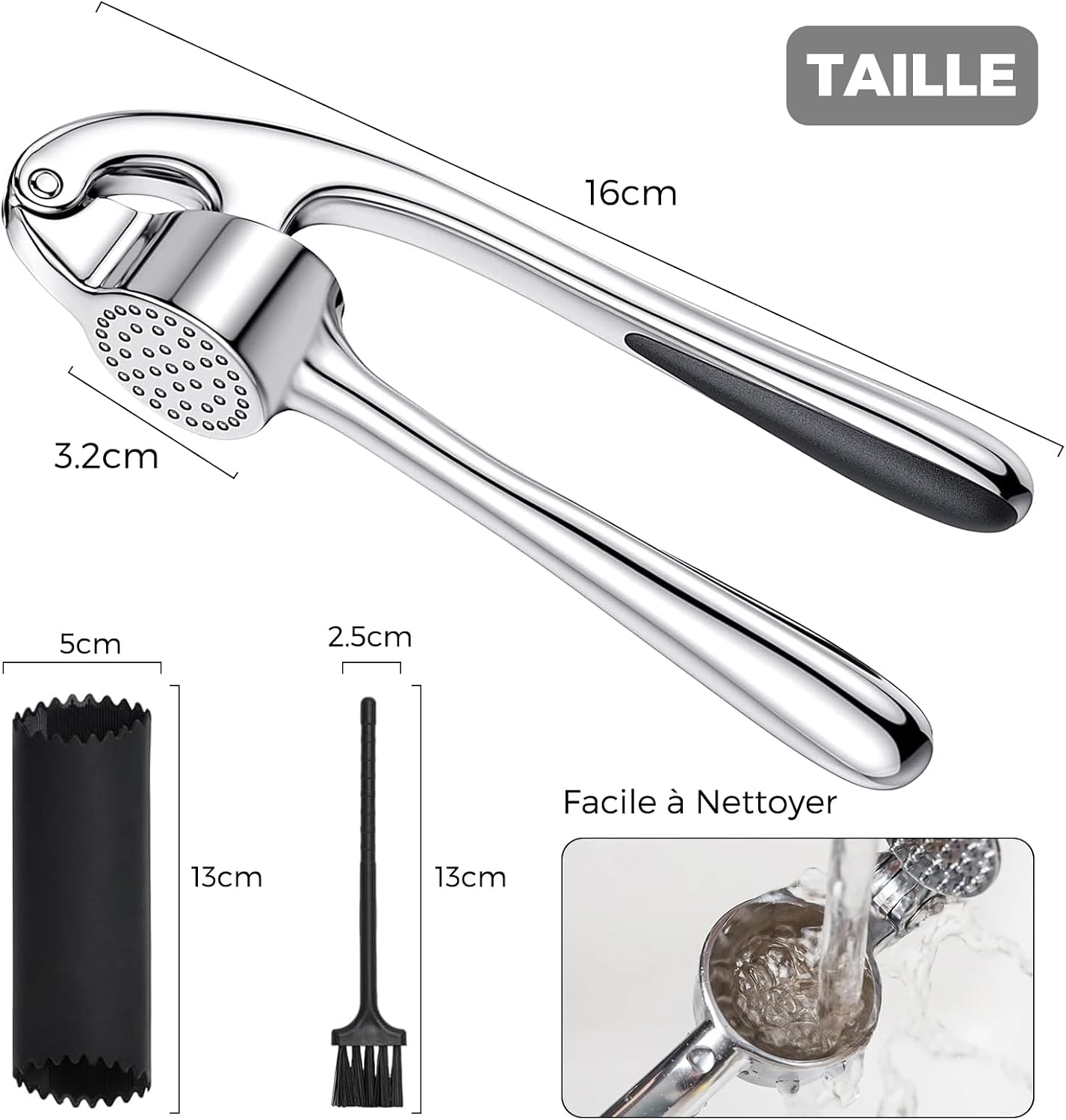 Presse-Ail Professionnel Inox KOOSREEL – Alliage de Zinc, Lave-Vaisselle, Argenté