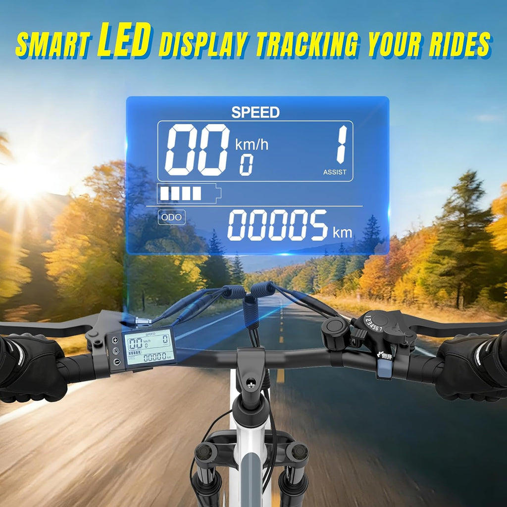 Vélo électrique pour homme et femme 26 pouces, E-Bike City avec moteur 250 W et batterie 36 V 20 Ah, autonomie 120 km, changement 7 vitesses, freins à disque, vélo électrique économique