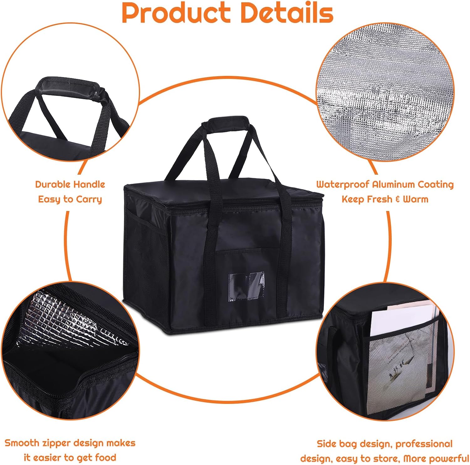 SUOXU Koeltas, 40 liter, grote opvouwbare geïsoleerde lunchtas voor picknick en reizen, winkelen, koelbox voor camping, barbecue en voedsellevering (zwart)